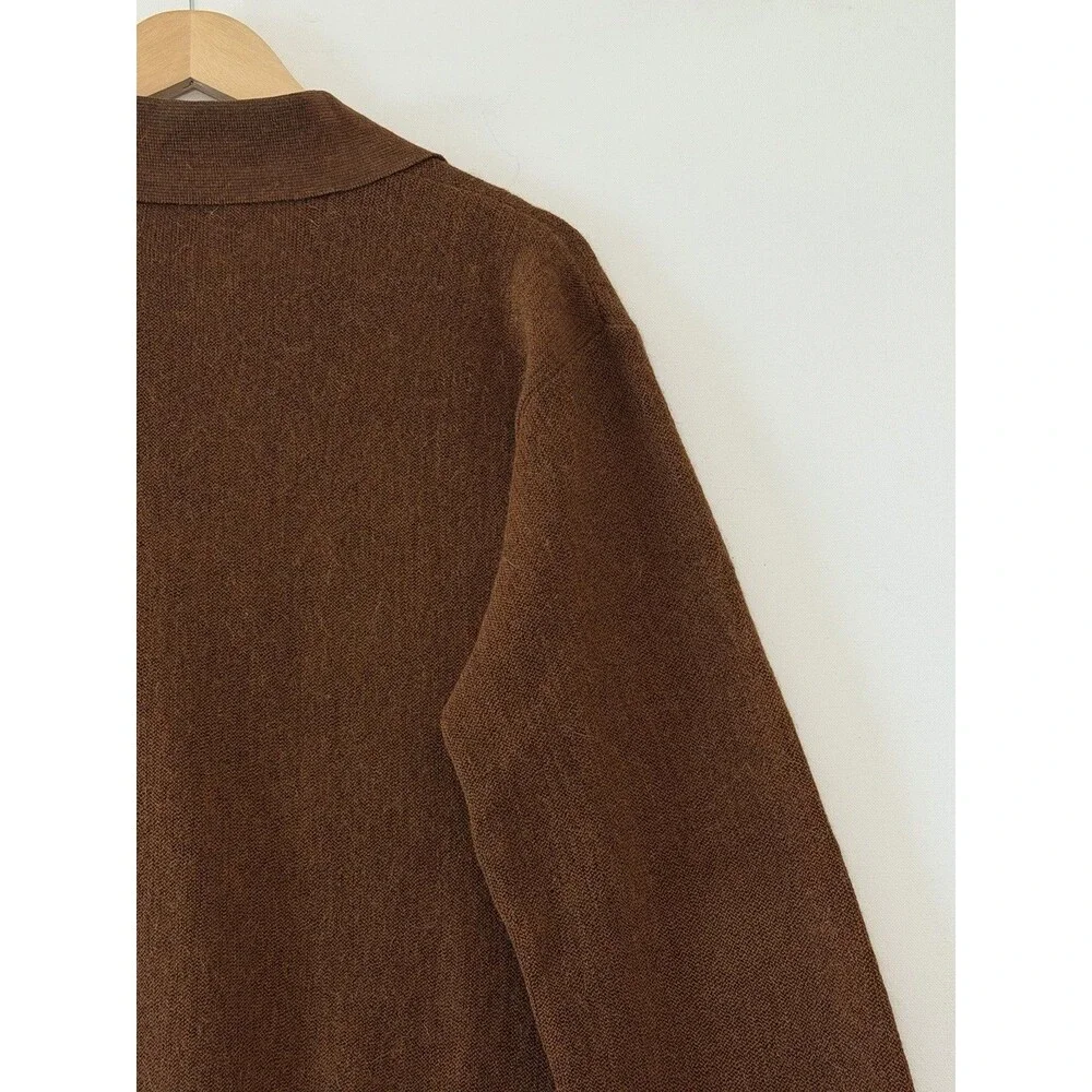 Pebble Beach Polo Sweater Mens Large Brown Alpaca Wool Blend Long Sleeve Vintage